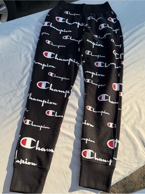 Champion Black All-Over Logo Joggers